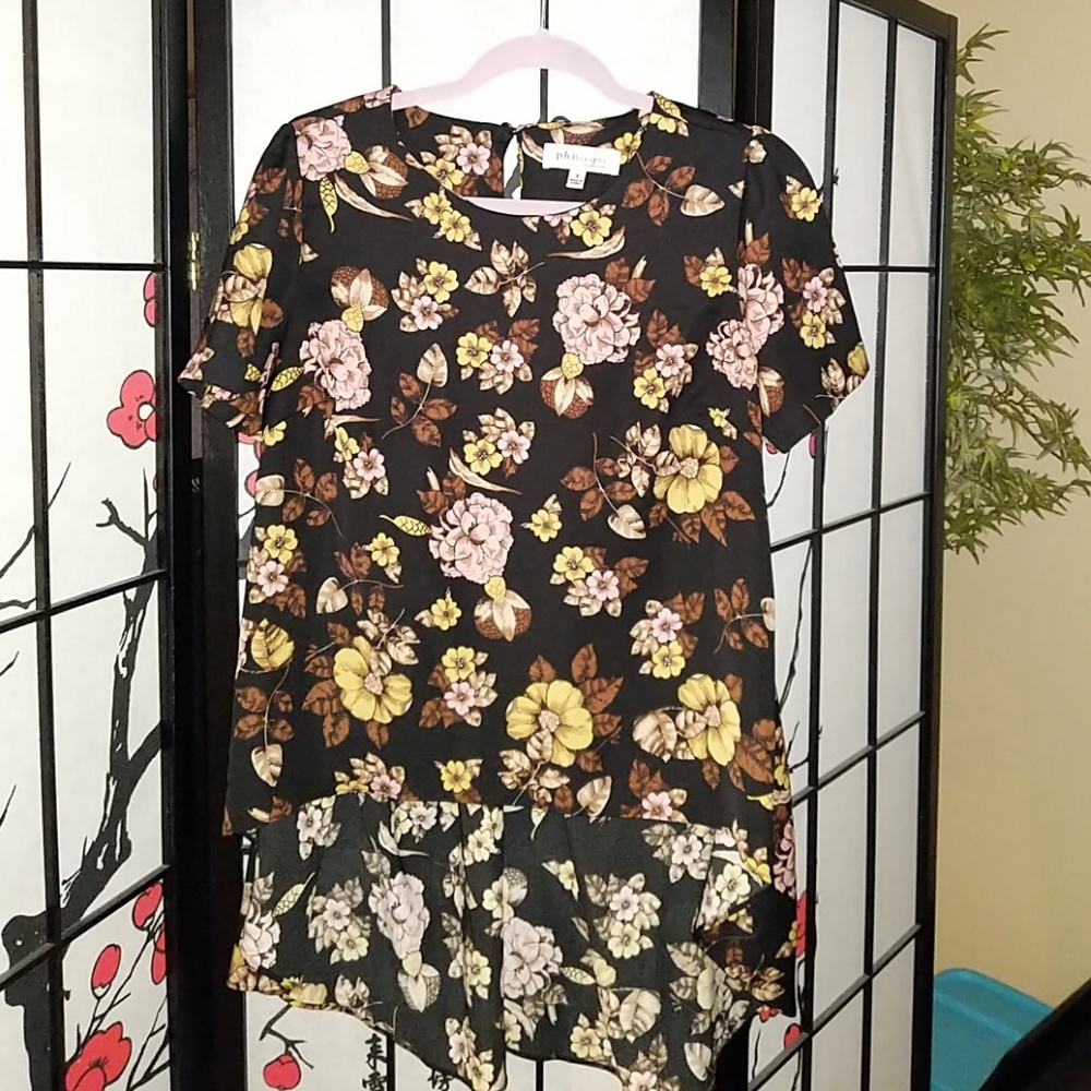 Philosophy high-low pattern blouse